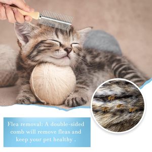 <b>Pet</b> Products Manufacturers Direct Wooden Handle Double Side <b>Pet</b> Comb 6.7x2.1 Inches Wooden Handle Comb for Dog Cat - Product Image 4