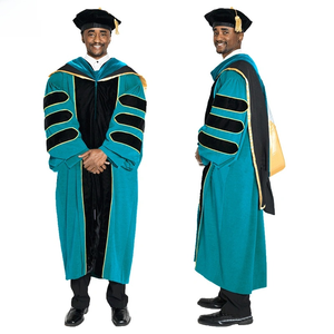 Túnica de Graduación Académica Unisex Personalizable <span class=keywords><strong>JJ</strong></span> GRADGOWN, 100% Poliéster, Color Azul Mate, para Uso Escolar y Doctoral - Product Image 5