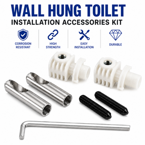 Kit complet de fixation pour toilettes murales 502.380.00.1, installation dissimulée par montage supérieur et latéral avec quincaillerie en acier inoxydable - Product Image 1