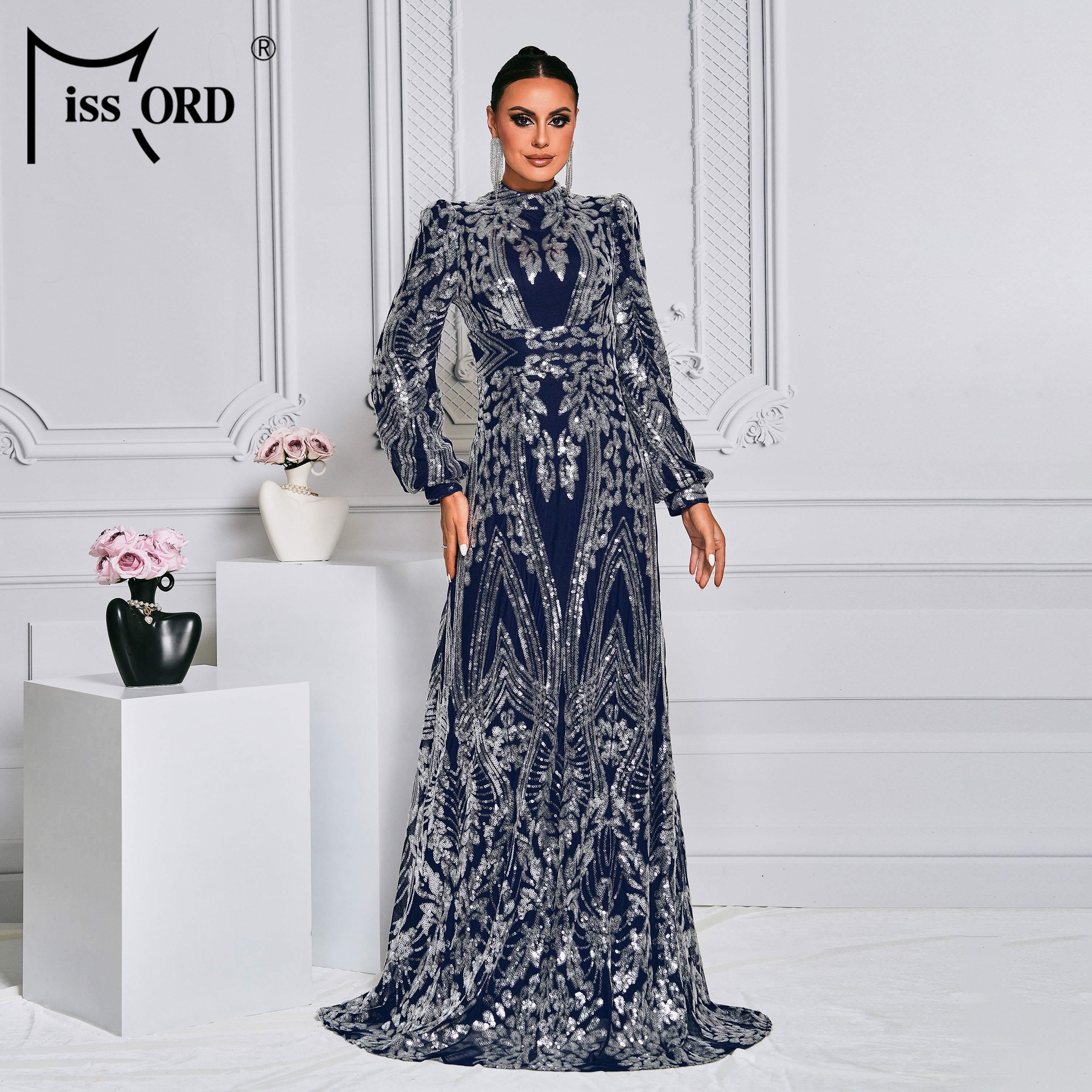Stand Collar A-Line Maxi Sequin Hijab Dress | Modest Evening Wear for Muslim Women - Turkish & Arabic Style Stand Collar A-Line Maxi Sequin Hijab Dress | Modest Evening Wear for Muslim Women - Turkish & Arabic Style