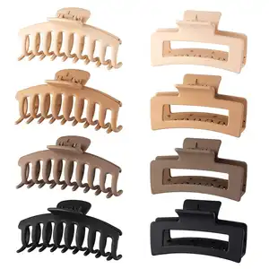 Vente en gros personnalisée Lot de 8 pinces à mâchoire solides pour femmes Haarklammer 10.5cm 8.5cm Grandes pinces à banane mates Grandes pinces à cheveux en plastique