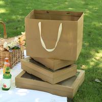 Sac fourre-tout en papier kraft écologique et imperméable pour pique-nique - Grande capacité, emballage épais pour cadeaux et traiteur