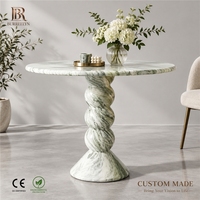 Table basse ronde en marbre vert naturel de luxe, table centrale en pierre naturelle pour salon, hôtel, villa