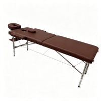 Table de massage professionnelle pliable à 2 sections avec pieds en acier inoxydable et appui-tête réglable pour spa et thérapie