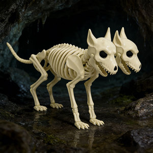 Scheletro di lupo imitazione animale per Halloween, lupo a due teste, lupo a tre teste, regali originali, bomboniere per feste - Product Image 1