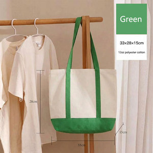 Bolsa de Mano de Lona de Algodón Personalizada, Ecológica, con Diseño de Colores Combinados - Product Image 3