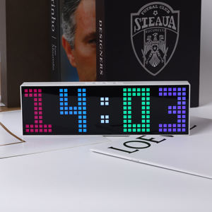 Nouvelle horloge numérique LED <span class=keywords><strong>à</strong></span> matrice de points RVB moderne et créative, <span class=keywords><strong>à</strong></span> changement de couleur, avec commande vocale, rétroéclairage, double alarme, calendrier, pour <span class=keywords><strong>table</strong></span>/mur, pour la maison - Product Image 6