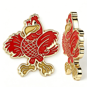 Red Cardinal Mascot Metal <b>Pin</b> Gold Plated Hard Enamel Collectible Art <b>Badge</b> Cartoon Shape - Product Image 4