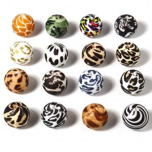 Vente en gros de nouvelles perles rondes souples jouet perles de dentition en silicone imprimées en forme de croix focale pour bébé 15 mm pour la fabrication de stylos - Product Image 4