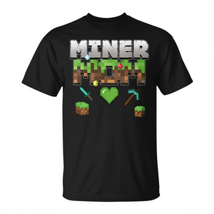 T-shirt de jeu Pixel Miner Mom, cadeau pour la fête des mères, vêtements pour la famille - Product Image 2