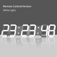 Jam dinding LED 3D, Remote Control 6 digit pengatur waktu Digital jam malam Alarm jam dapat diredupkan tampilan suhu