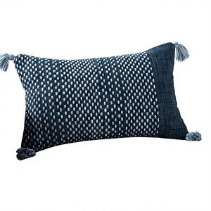 Luxury Handwoven Boho Throw <b>Pillow</b> Cover with Tassel Indian Textiles 100% Cotton Filling Removable & Washable Customizable - Product Image 1