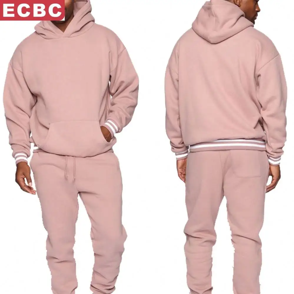 Felpa con cappuccio da Jogging rosa Set di abbigliamento sportivo sport Plus Size abbigliamento sportivo da Jogging da uomo cotone personalizzato sport palestra pura lana inverno