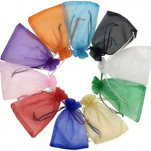 Sac en organza blanc personnalisé de grande taille, transparent et de haute qualité, avec cordon de serrage et ruban avec logo - Product Image 5