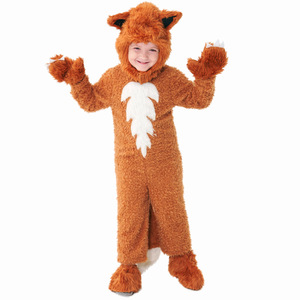 Combinaison unisexe en fausse fourrure avec poches, pantalon legging, costume de renard pour enfants, idéal pour les fêtes costumées, les films ou la télévision, ou Halloween. Stock disponible. - Product Image 1