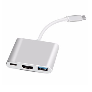 Aluminum <b>Type</b> <b>C</b> 3 In 1 Hub <b>Hdmi</b> Usb 3.0 Converter For Laptop Computer - Product Image 3