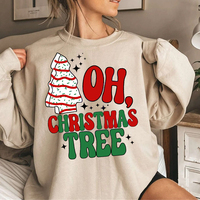 Vente en gros Joyeux Noël Arbre DTF Fer sur Transfert pour T-shirt