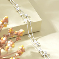 Bracelet d'amitié double couche en argent plaqué 925 avec perles florales et cœur en tungstène pour femme - Célébrations d'anniversaire (vente en gros)