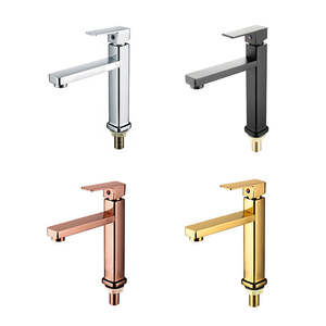 Grifo de lavabo monomando de un solo orificio con válvula cerámica, montado en encimera, de latón - Product Image 1