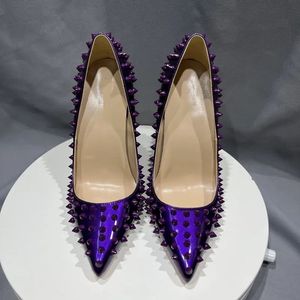 Custom Your Own Logo 12CM/10CM/8CM Quality 2026 Shoes Special Designs <b>Studded</b> Purple <b>Heels</b> for Women - Product Image 4