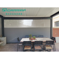 Perche à rouleau électrique avec système de fermeture éclair, Pergola en aluminium motorisée, étanche et bioclimatique pour café, piscine, jardin, gazébo