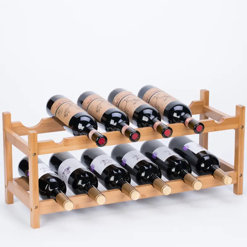 Tabletop Wine Rack 12 Garrafa De Armazenamento De Vinho De Bambu Racks Prateleira De Exposição Bancada para Casa Cozinha Bar Armários