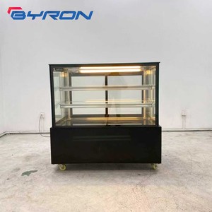 Vitrine à gâteaux incurvée entièrement transparente en verre avec éclairage LED, réfrigérateur commercial pour pâtisseries et fruits - Product Image 1