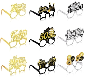 Or argent noir <span class=keywords><strong>40</strong></span>/50/60 <span class=keywords><strong>ans</strong></span> fête d'<span class=keywords><strong>anniversaire</strong></span> papier lunettes lunettes décor pour hommes femmes fête d'<span class=keywords><strong>anniversaire</strong></span> faveur fournitures - Product Image 2