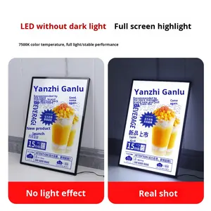 Siêu mỏng kính cường lực quảng cáo hộp đèn led chiếu sáng <span class=keywords><strong>menu</strong></span> cho trà sữa hộp Đèn treo tường để đặt hàng - Product Image 2