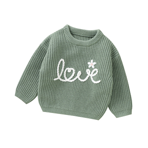 Mimixiong Top vente ropa de bebes vêtements doux pour nouveau-né bébé filles garçons à la main amour broderie à manches longues pull en tricot - Product Image 5