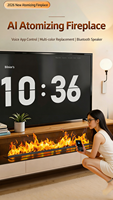 Chimenea Eléctrica Decorativa PANSEE de 80cm con Llama LED Moderna, Vapor de Agua, Control Remoto, Acero, 3 Años de Garantía