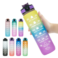 Bouteille d'eau en plastique de 1000 ml avec sangle, anti-fuite, grande capacité, pour le sport, la remise en forme, le camping en plein air, Botella Plastic