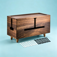 Boîte de gestion de câbles en bois de grande taille pour dissimuler les multiprises et les câbles, boîte à câbles en bois massif de grande taille compatible avec les multiprises, pieds détachables