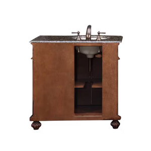 Kabinet kamar mandi gaya Amerika meja rias dipasang 36 56 90 inci MDF Vanity kamar mandi kastanye dengan baskom putih - Product Image 3