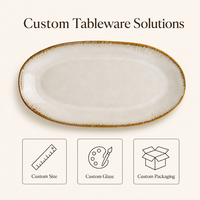Assiette ovale en céramique de 12 pouces avec glaçure effet four, plat de service pour hôtels, restaurants et usage domestique, vente en gros directe usine