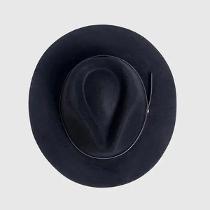 Chapeau Fedora noir à large bord, style personnage, unisexe, décontracté, casquette jazz pour adultes, extérieur, 100% laine - Product Image 2