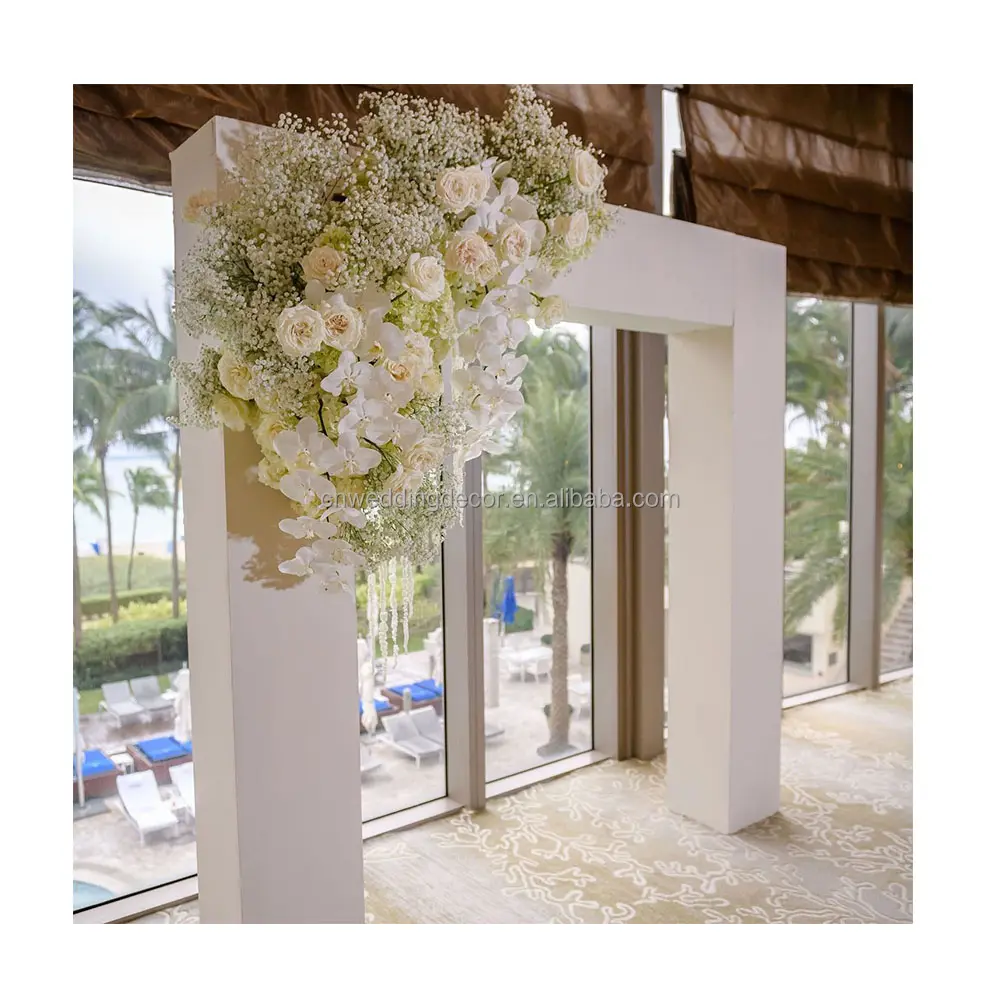 Düğün beyaz akrilik Chuppah kemerli beyaz zemin çiçek ve çelenk için kemer çerçeve