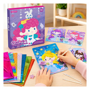 Hands On Foil Decoration Project For Young Artists Includes Pattern Boards Bright Sheets And Simple Pressing <b>Tools</b> - Product Image 3
