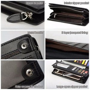 Luxe <span class=keywords><strong>noir</strong></span> Nappa En Cuir Véritable Hommes Portefeuille En Gros Hommes <span class=keywords><strong>Pochette</strong></span> En Cuir - Product Image 6