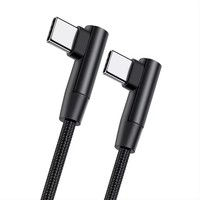Câble de charge rapide USB Type C vers USB Type C double USB C en nylon tressé en forme de coude 60W/3A