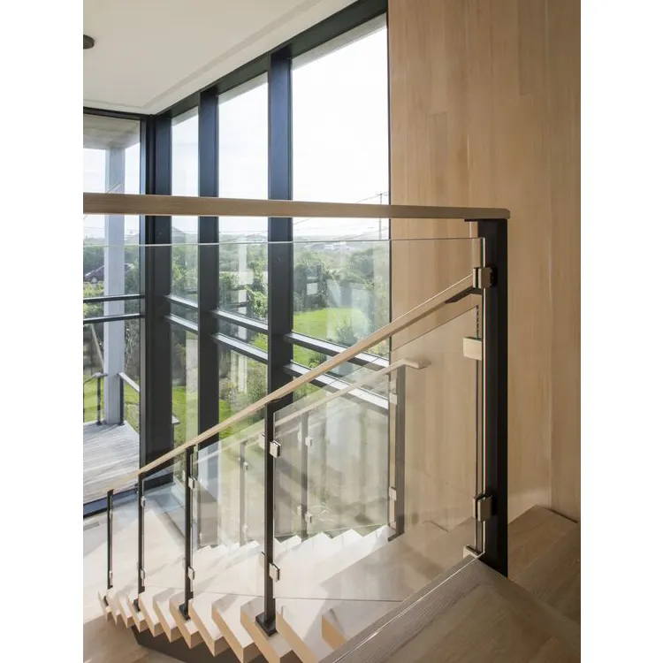 Modern Steel Beam Floating Straight Staircase Kit Design Wooden Single Straight Beam Straight StairCase