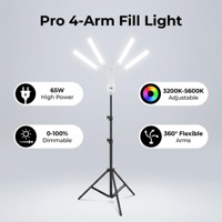 Kit d'éclairage vidéo LED professionnel à 4 bras CRI 90+ portable pour studio photo, idéal pour YouTube, TikTok, créateurs de contenu, vlogs et miroirs