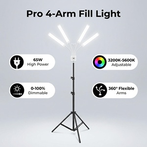 Kit d'éclairage vidéo LED professionnel à 4 bras CRI 90+ portable <span class=keywords><strong>pour</strong></span> studio <span class=keywords><strong>photo</strong></span>, idéal <span class=keywords><strong>pour</strong></span> YouTube, TikTok, créateurs de contenu, vlogs et miroirs - Product Image 3