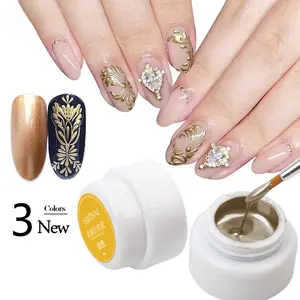 Groothandel Spider Gel Glitter Nail Painting Art Metal Painting Zilver Stickers 3 Kleur Lijn Voor Nail Art Gel Polish Spider Gel