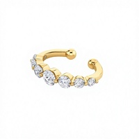 Boucles d'oreilles manchette rondes dégradées en or 18 carats avec halo de diamants de laboratoire, bijoux de déclaration pour femme