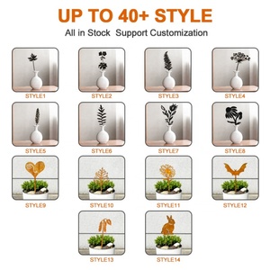 Ornements de jardin en métal noir, sculpture d'oiseau, motif animal, pour extérieur, avec bouquet décoratif, finition polie, vente en gros, Green the Easy Flowers - Product Image 5