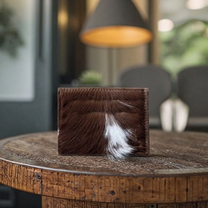 Customized Fur Leather Wallets Attractive Stylish Vintage Cow Fur Leather Wallet Credit Card <b>ID</b> <b>Holder</b> Purse Clutch Button - Product Image 1
