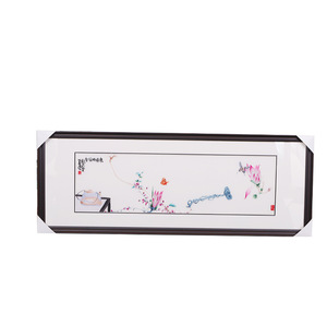 Décoration murale en broderie de Suzhou de la série Lotus, motif floral rectangulaire, produit fini, emballage individuel - Product Image 4