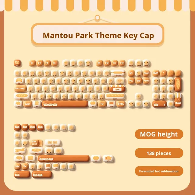 For AKKO Akko Bun Wonderland Keycap Set (138-Key) MOG Profile Dye-Sublimation PBT Keycaps