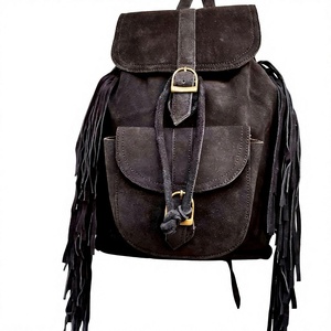 Suede Fringe Handmade Backpack Rucksack School Bags Unisex Multi Uses Bags Wholesale Bulk Product - Product Image 1